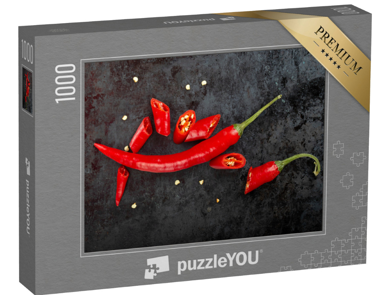 Puzzle 1000 Teile „Gehackte und ganze rote Chilischoten“