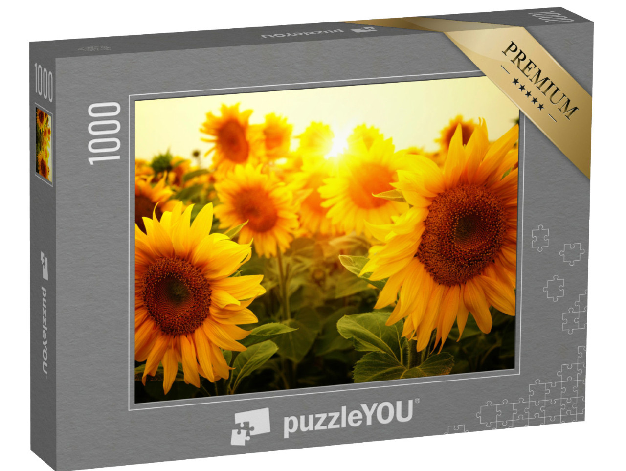 Puzzle 1000 Teile „Sonnenblumenfeld und Sonne“