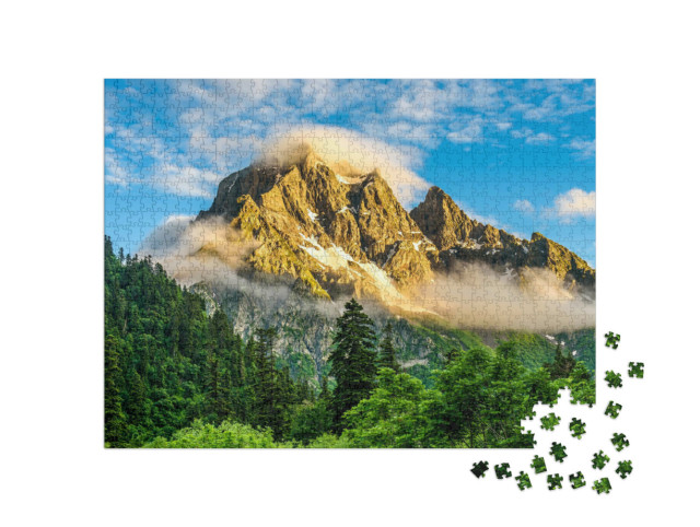 Puzzle 1000 Teile „Atemberaubender Bergipfel am Morgen“