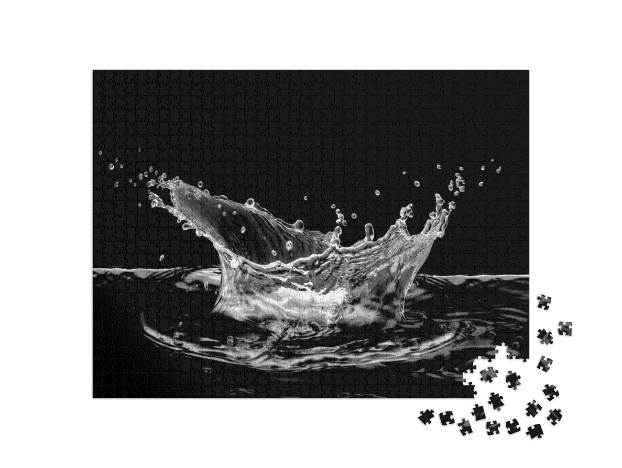 Puzzle 1000 Teile „Wasserspritzer, isoliert auf schwarzem Hintergrund, Wasser“