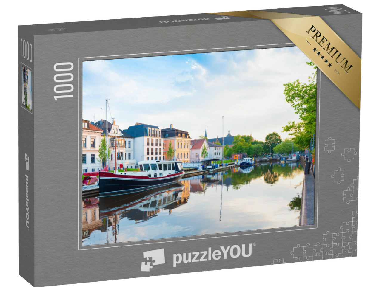 Puzzle 1000 Teile „Boote liegen vor Anker: Hafen von Oldenburg“
