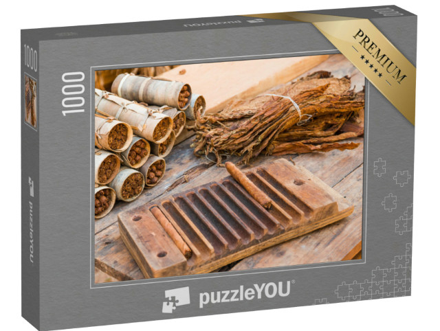 Puzzle 1000 Teile „Landschaft in Kuba: Anbau von Tabak vor atemberaubender Kulisse“