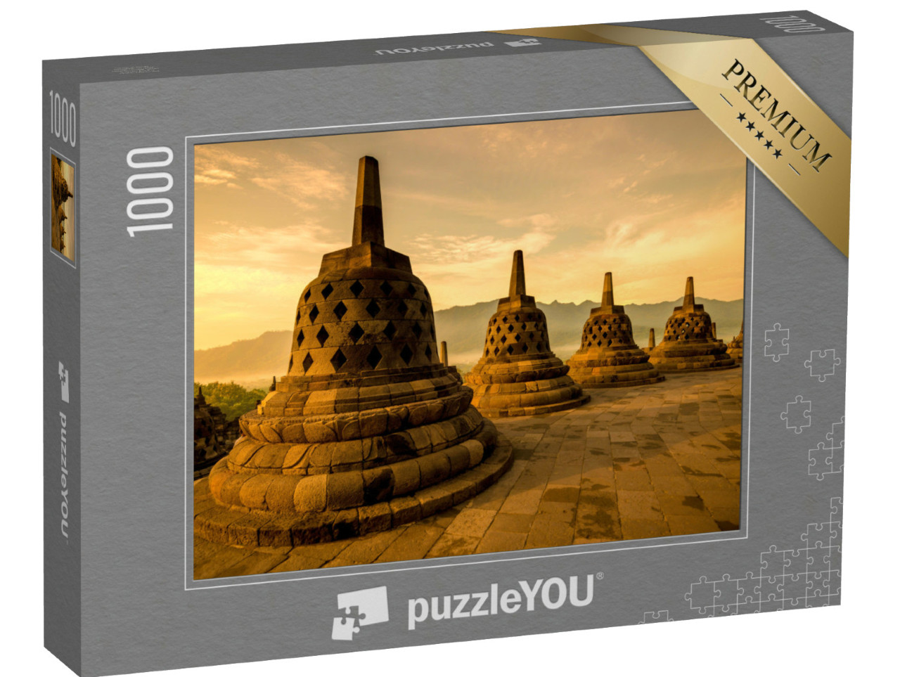 Puzzle 1000 Teile „Borobudur-Tempelanlagen, Zentraljava“