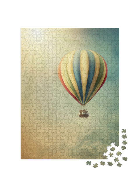 Puzzle 1000 Teile „Heißluftballon hoch oben am Himmel“