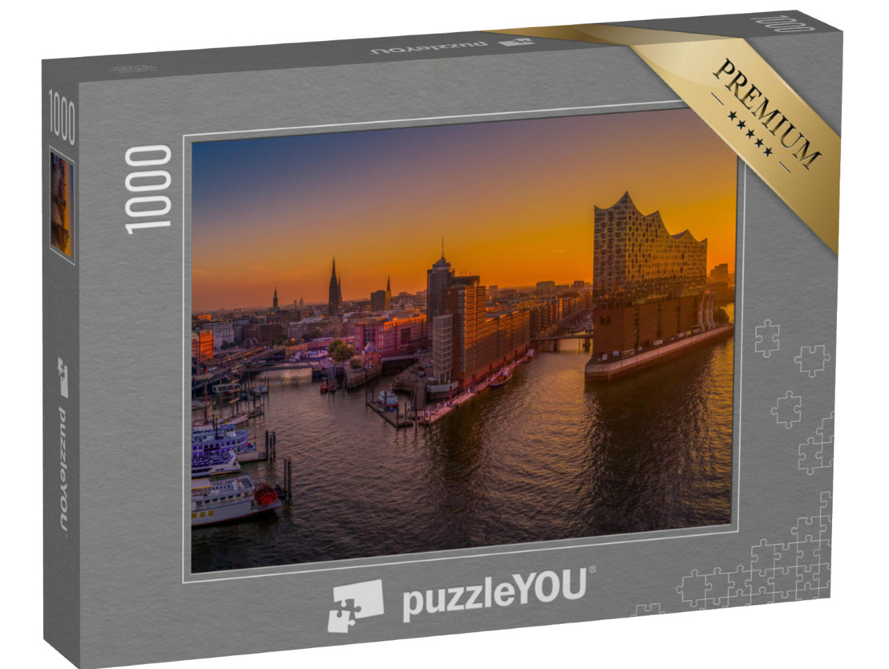 Puzzle 1000 Teile „Sonnenaufgang über Hamburg mit der Elbphilharmonie“