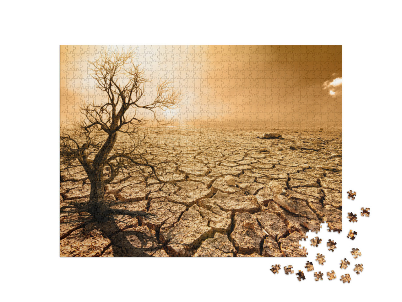 Puzzle 1000 Teile „Globale Erwärmung, Dürre, Austrocknung, tote Bäume“