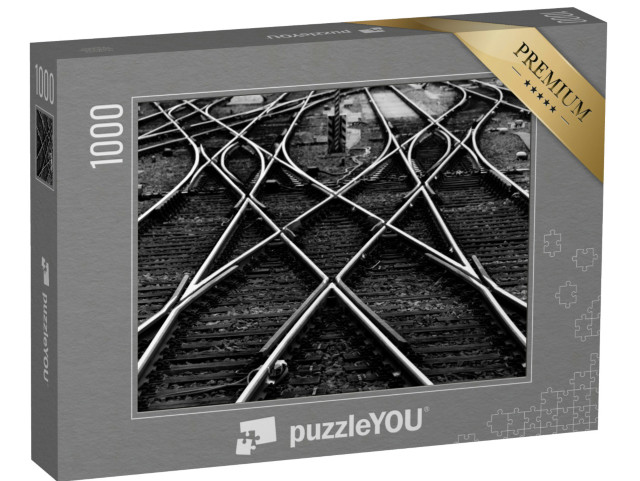 Puzzle 1000 Teile „Gleise mit Weichen und Kreuzungen: Hauptbahnhof Frankfurt am Main“