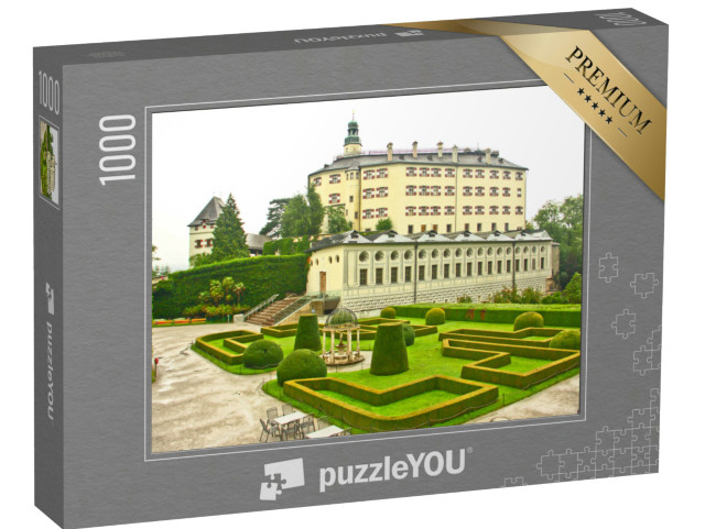 Puzzle 1000 Teile „Schloss Ambras mit Garten, Wahrzeichen von Innsbruck, Österreich“