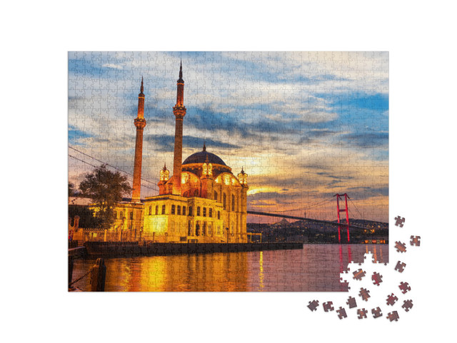 Puzzle 1000 Teile „Große Kaiserliche Moschee von Istanbul im Licht der Nacht“