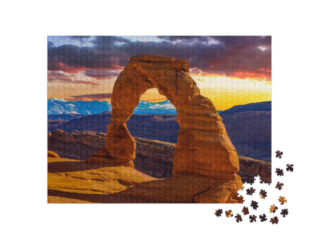 Puzzle 1000 Teile „Schöner Sonnenuntergang, aufgenommen im Arches National Park in Utah“