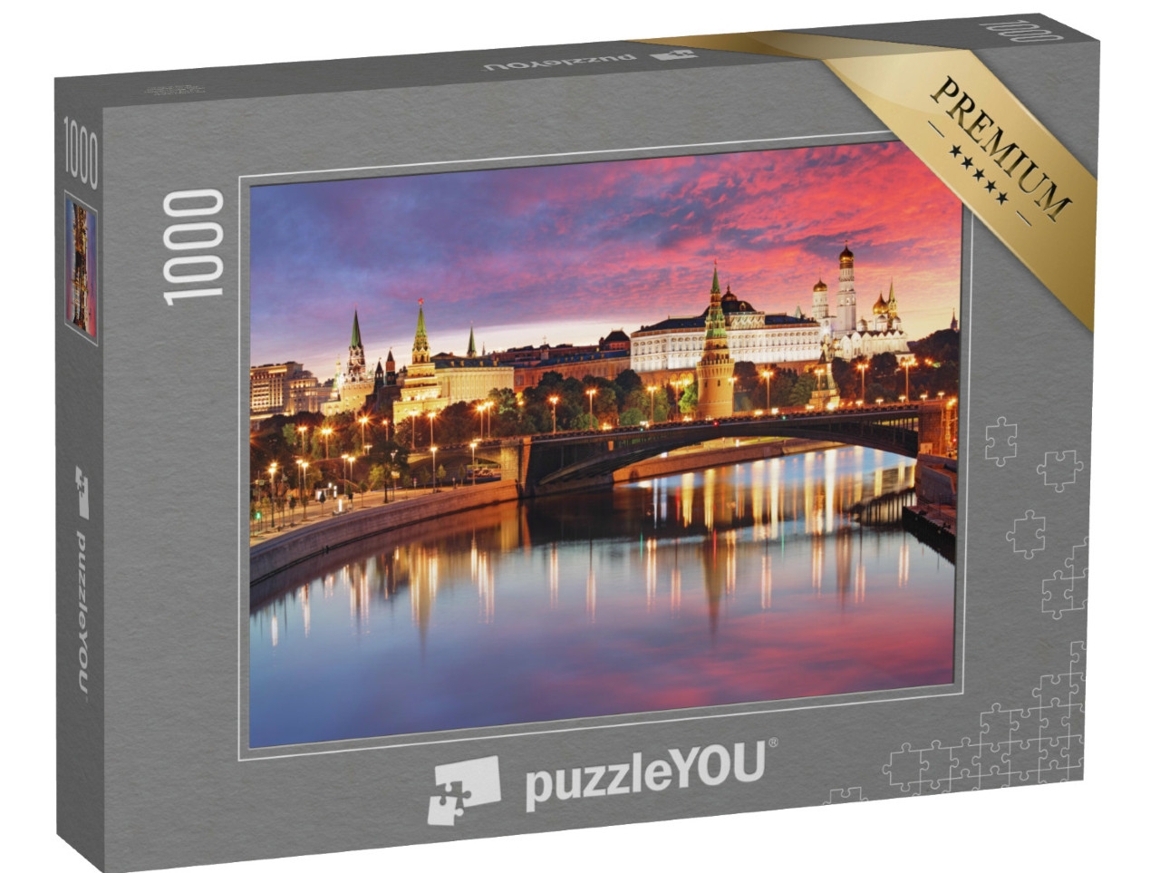 Puzzle 1000 Teile „Skyline der Stadt Moskau bei Sonnenuntergang“