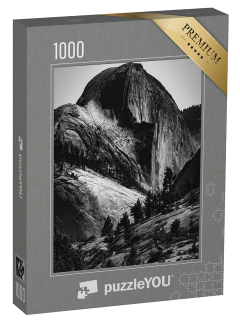 Puzzle 1000 Teile „Half Dome im Yosemite National Park, schwarz-weiß“