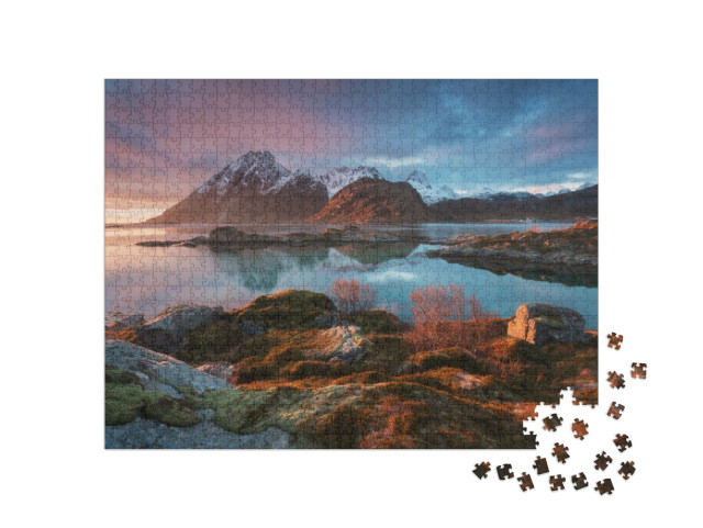 Puzzle 1000 Teile „Magischer Sonnenaufgang auf den Lofoten, Norwegen“