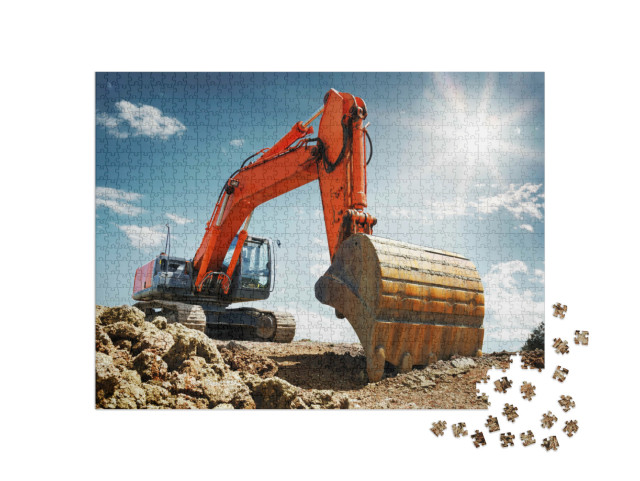 Puzzle 1000 Teile „Frontansicht eines Raupenbaggers“