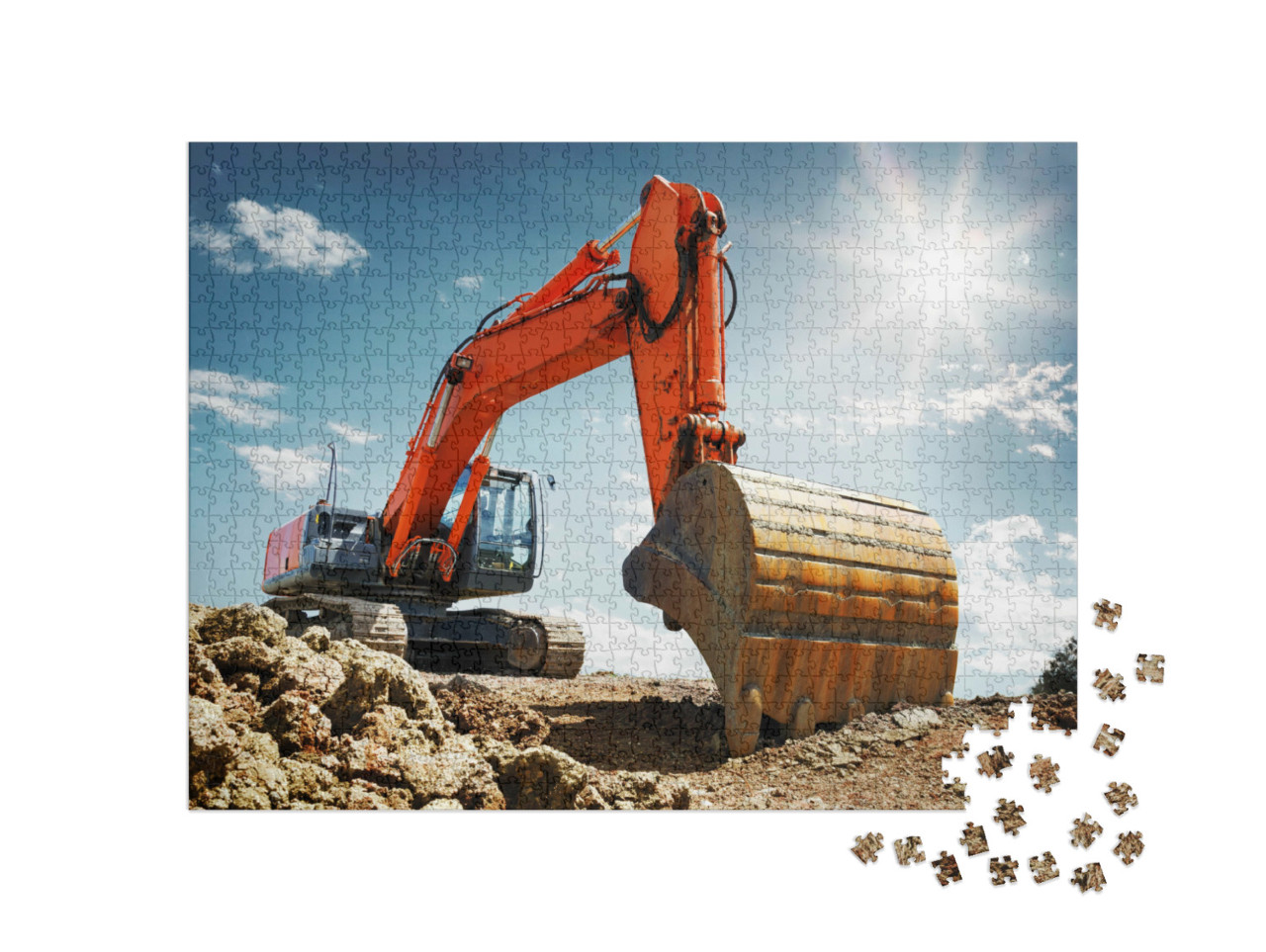 Puzzle 1000 Teile „Frontansicht eines Raupenbaggers“
