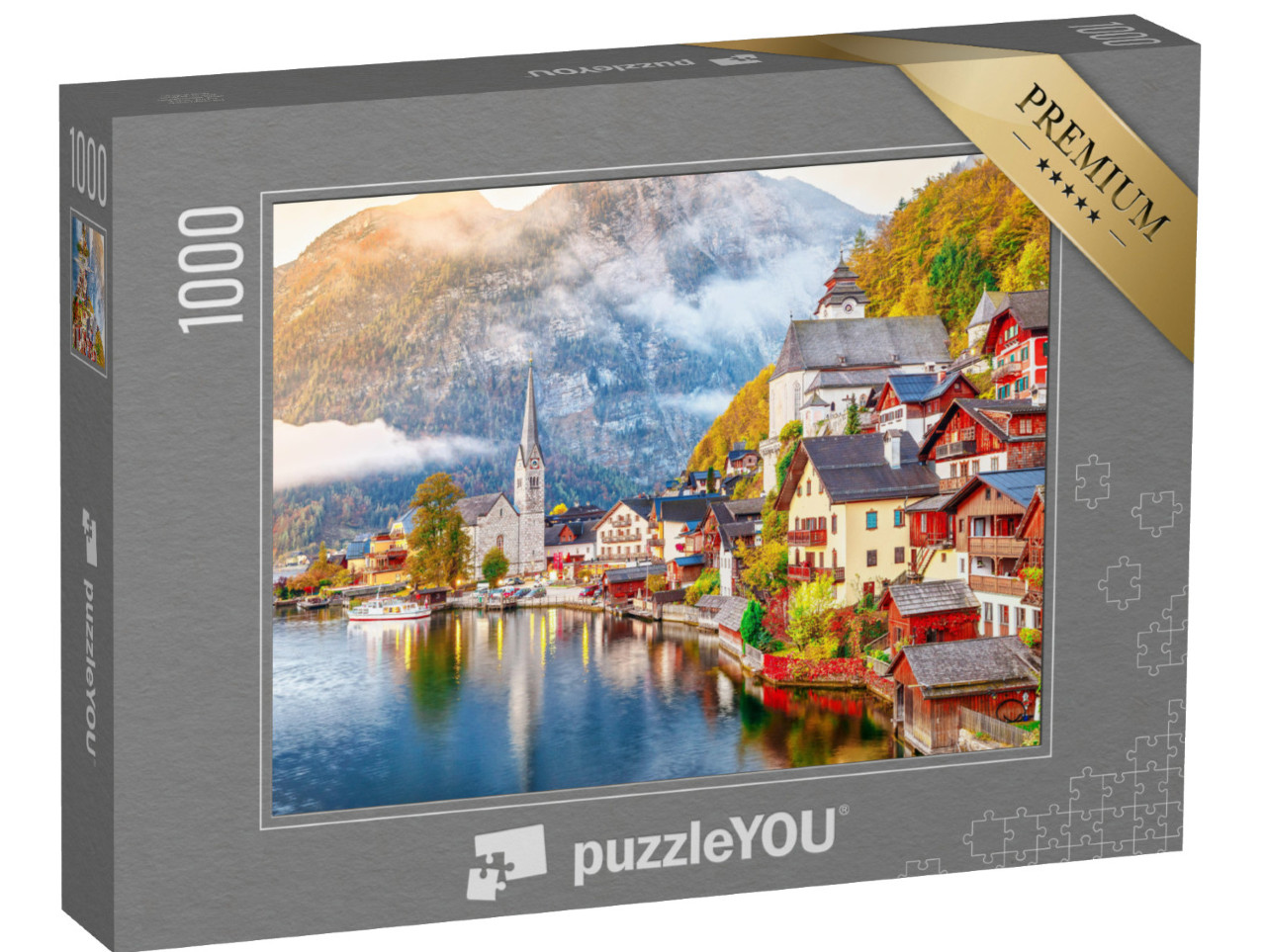 Puzzle 1000 Teile „Hallstätter See mit Ufer und Bergen, Österreich“