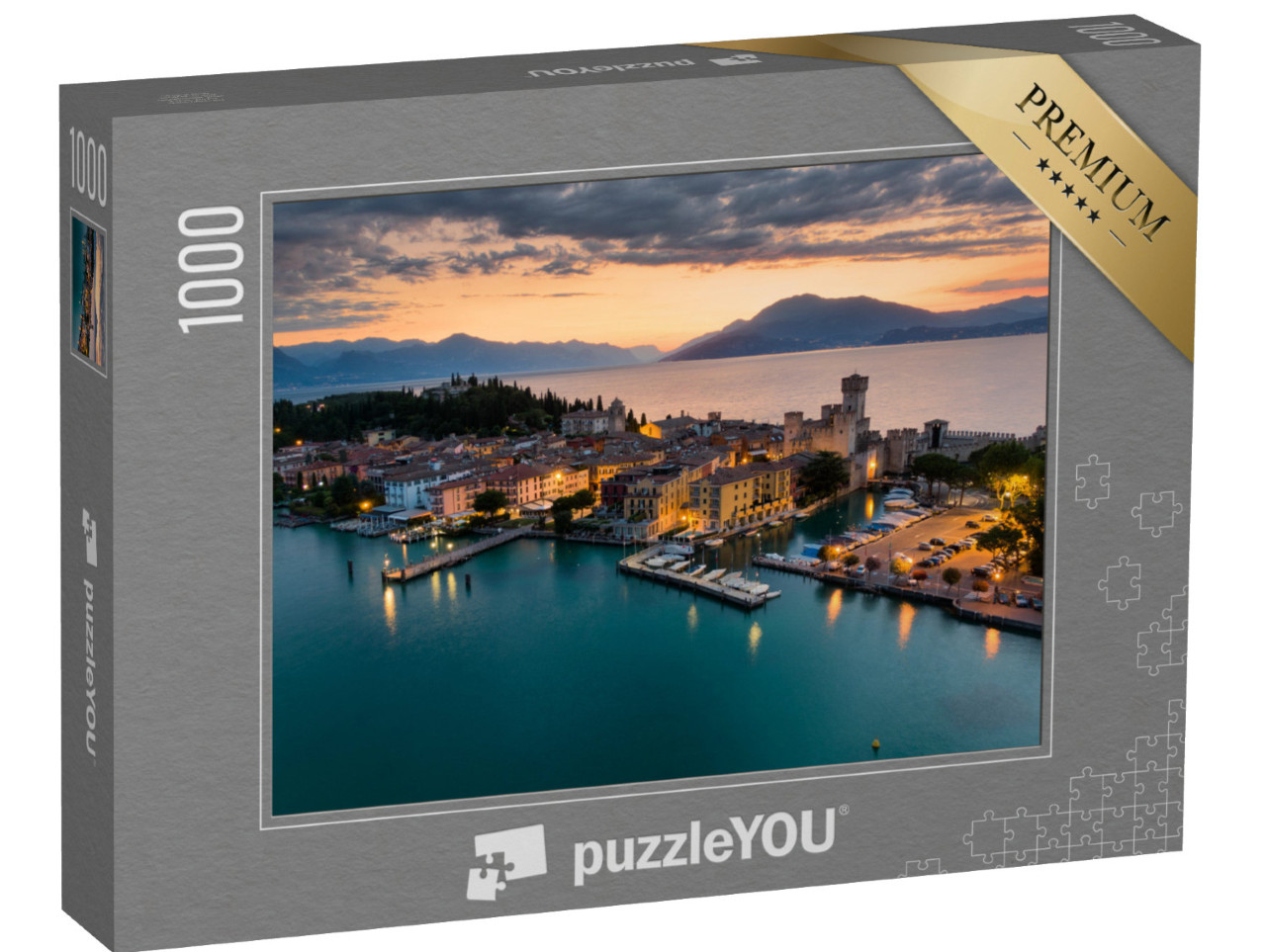 Puzzle 1000 Teile „Sonnenaufgang über Sirmione am Gardasee“