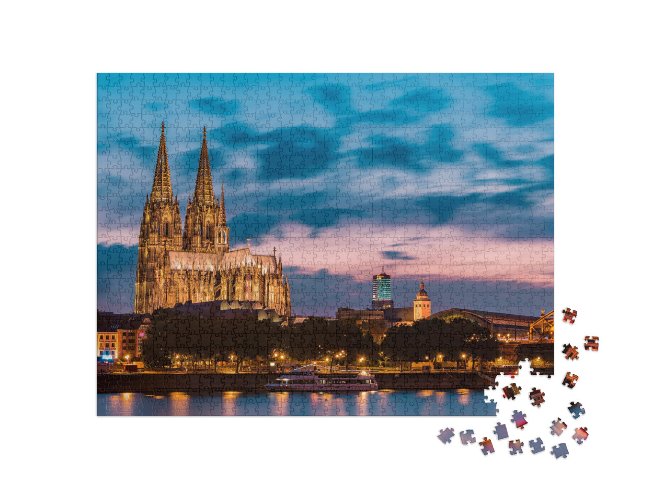 Puzzle 1000 Teile „Sonnenuntergang über dem Kölner Dom“