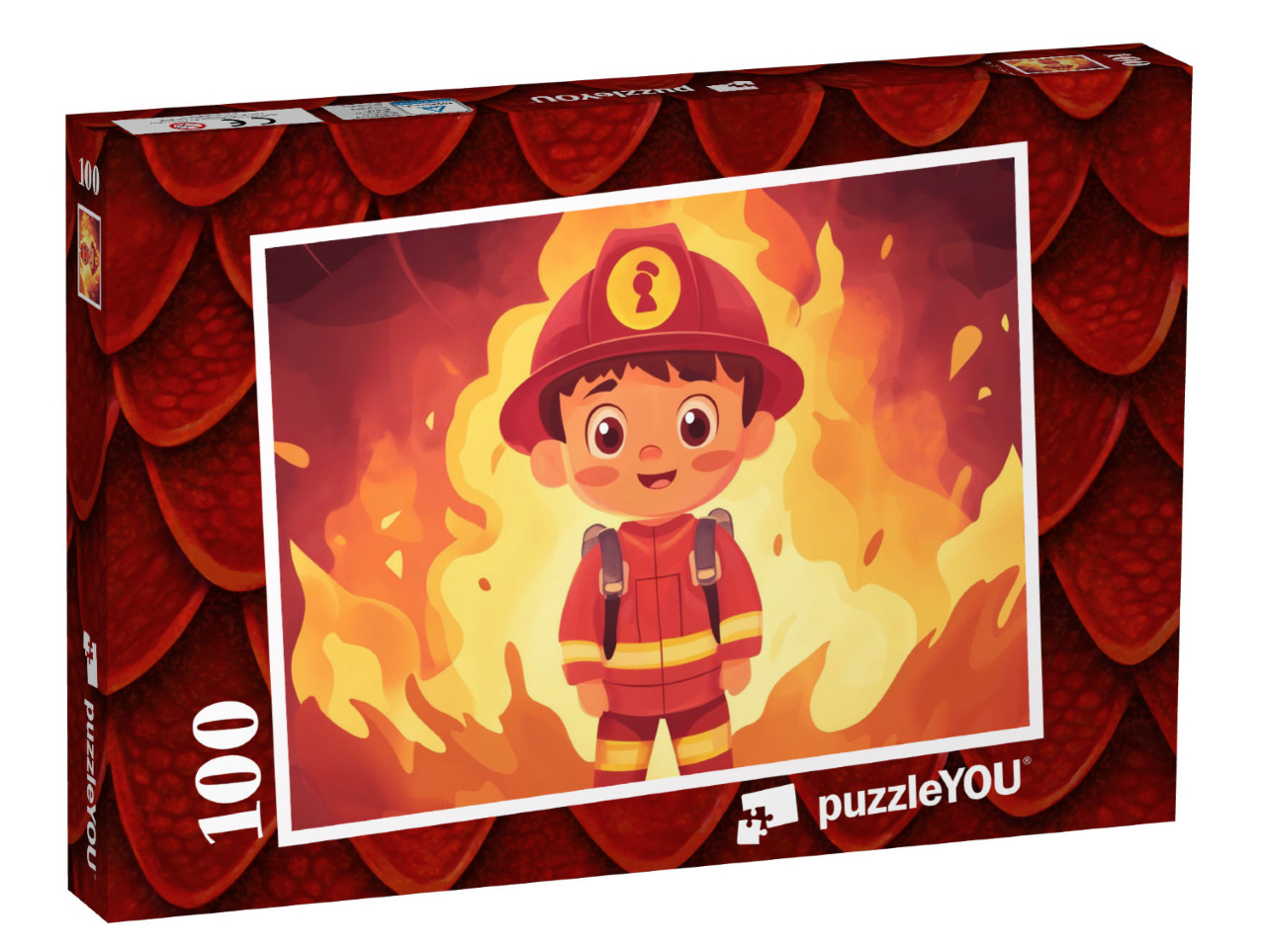 Puzzle 100 Teile „Feuerwehrmann John im Großeinsatz“