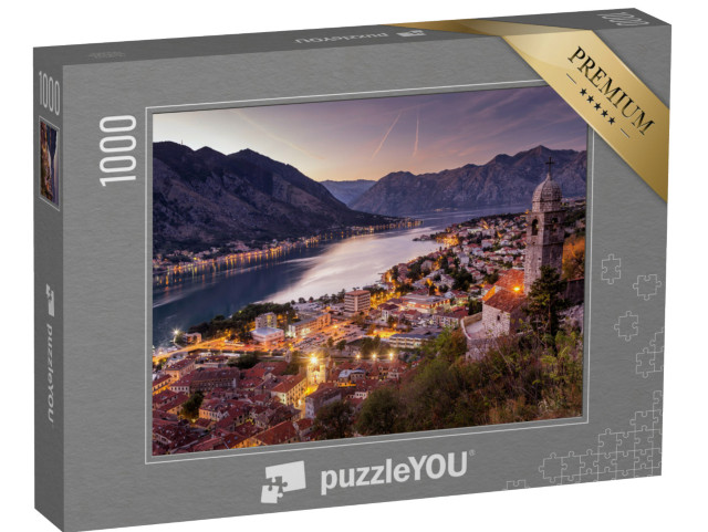 Puzzle 1000 Teile „Montenegro: Stadt Kotor in der Dämmerung“