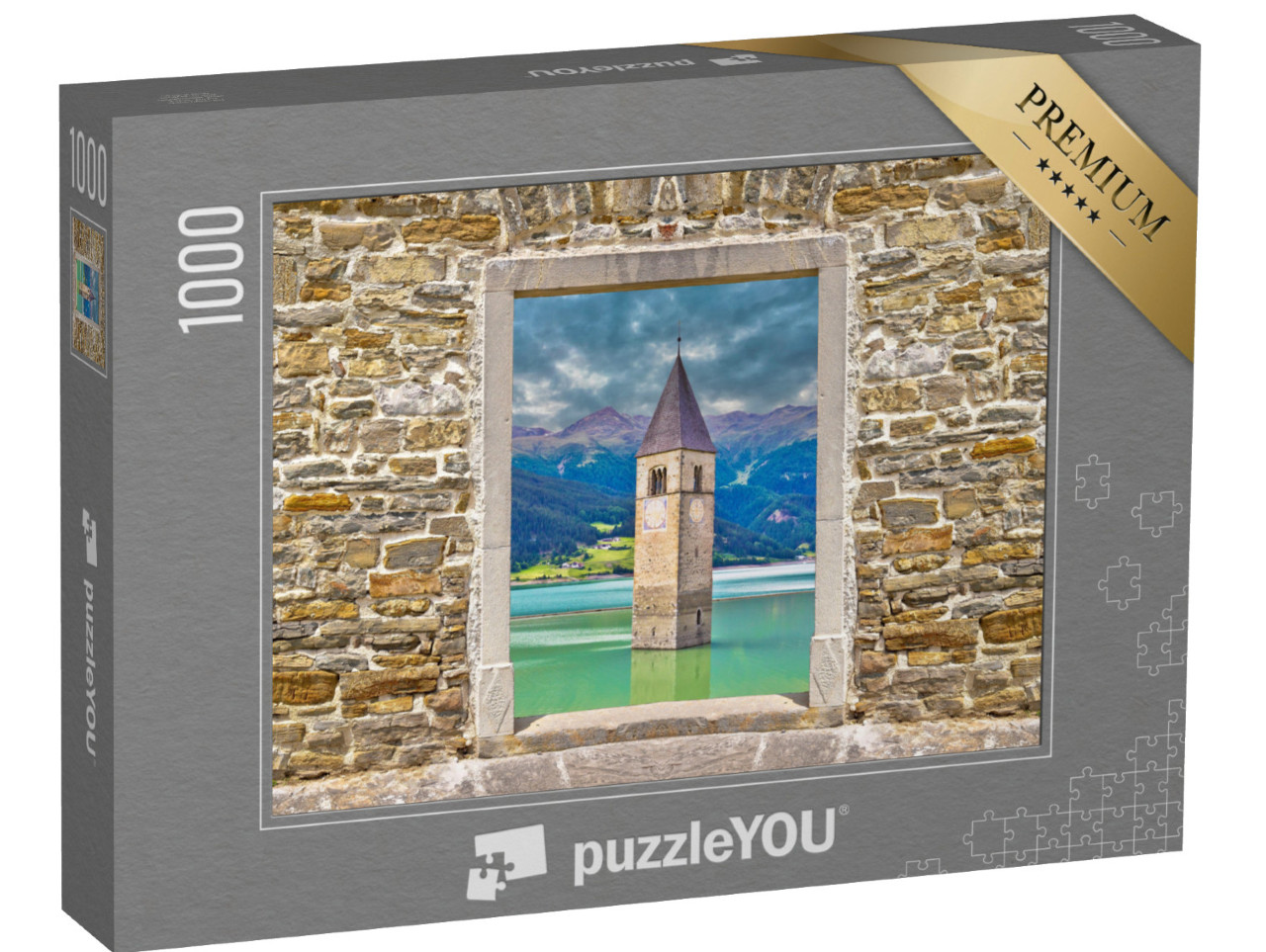 Puzzle 1000 Teile „Untergegangener Glockenturm von Curon Venosta“