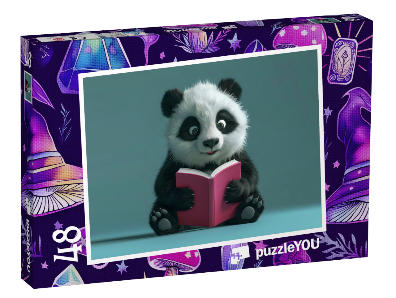 Puzzle 48 Teile „Panda Paddy beim lesen“