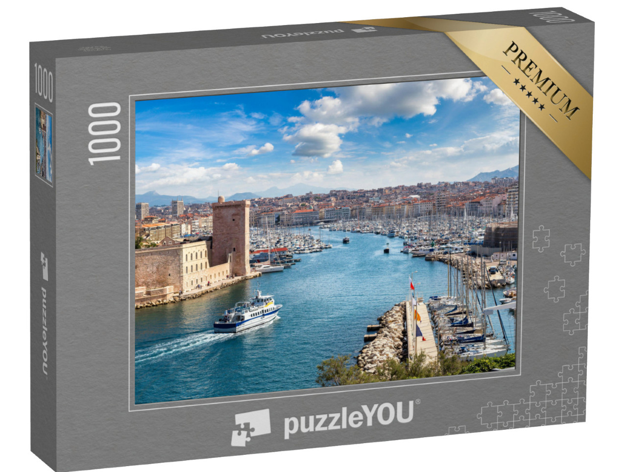 Puzzle 1000 Teile „Schloss Saint Jean und der Vieux Port in Marseille, Frankreich“