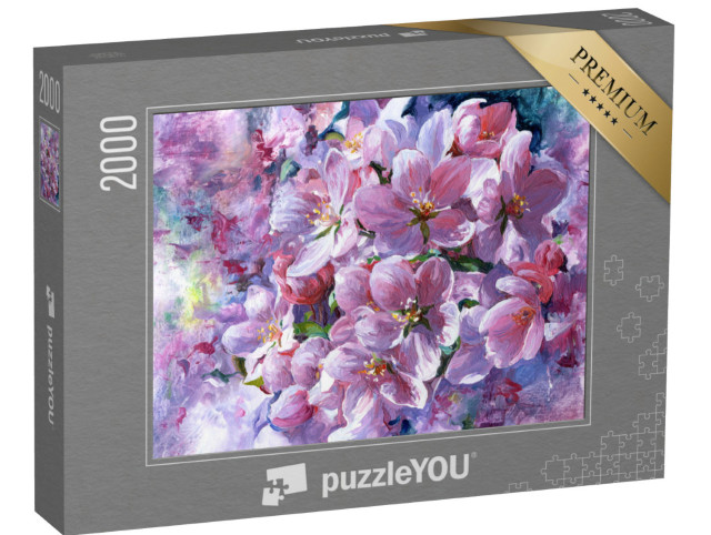 Puzzle 2000 Teile „Ölgemälde: Zartrosa Blüten“