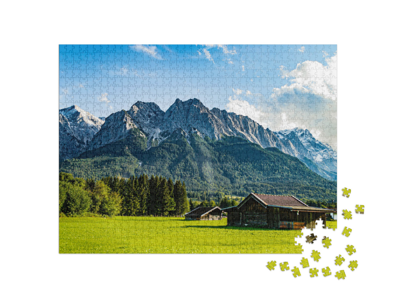 Puzzle 1000 Teile „Die Zugspitze von Grainau/Garmisch-Partenkirchen aus gesehen“