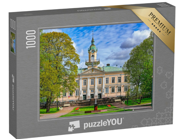 Puzzle 1000 Teile „Raatihuoneenpuisto, der Rathauspark von Pori, Finnland“