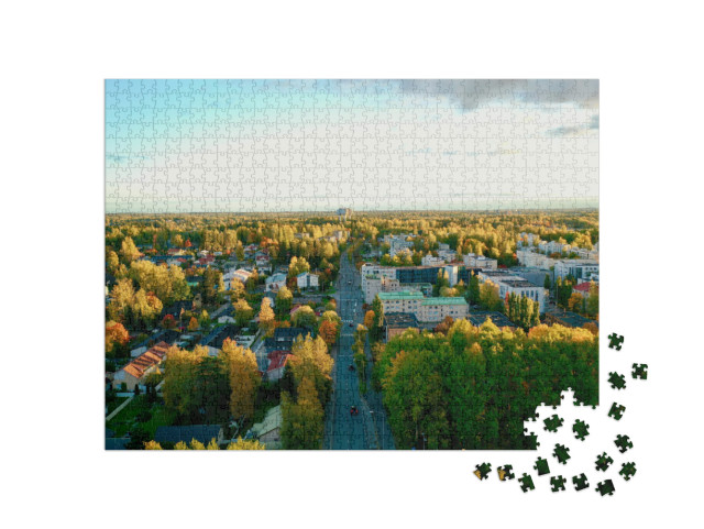 Puzzle 1000 Teile „Stimmungsvolle Herbstaufnahme, Korso Vantaa, Finnland“
