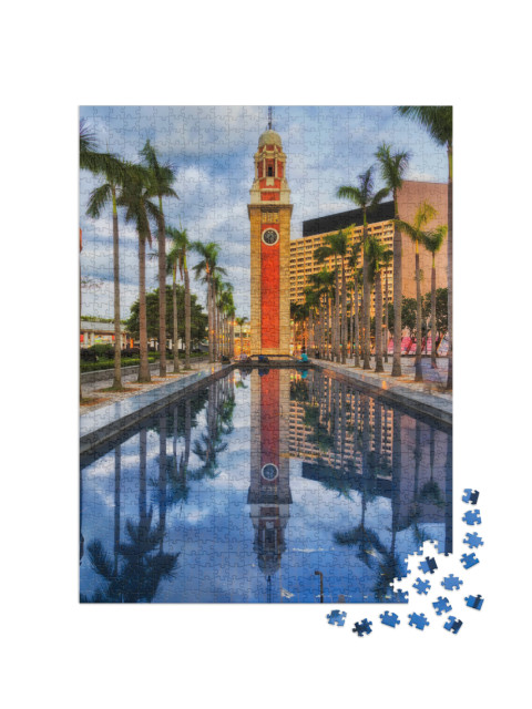 Puzzle 1000 Teile „Uhrenturm in Hong Kong Stadt“