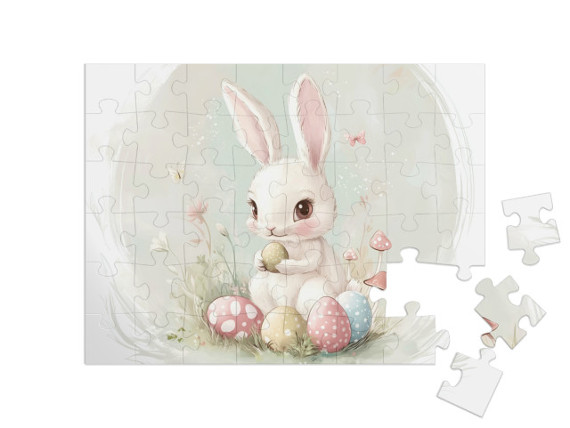 Puzzle 48 Teile „Der kleine Kuschelhase und sein Osterei“