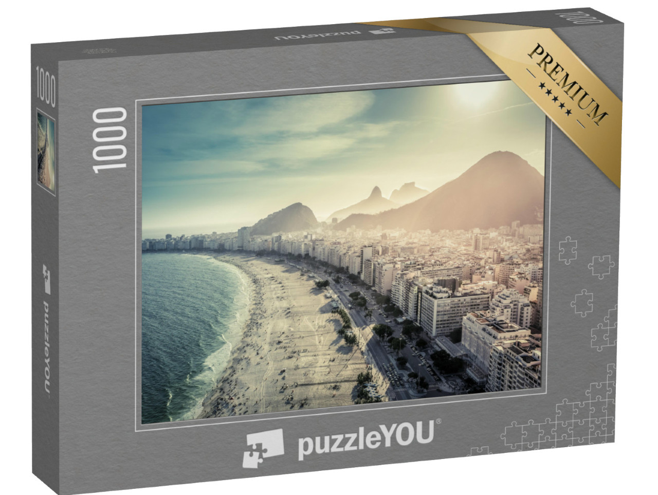 Puzzle 1000 Teile „Copacabana Beach in Rio de Janeiro, Brasilien, schwarz-weiß“