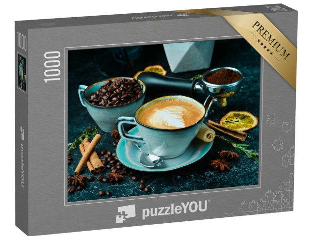 Puzzle 1000 Teile „Cappuccino-Kaffee mit Milch in einer Tasse“