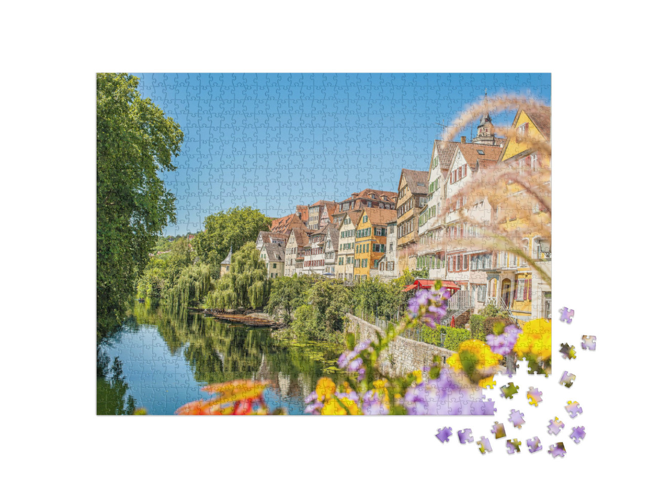 Puzzle 1000 Teile „Wunderschöne Häuserfassaden von Tübingen am Neckar“