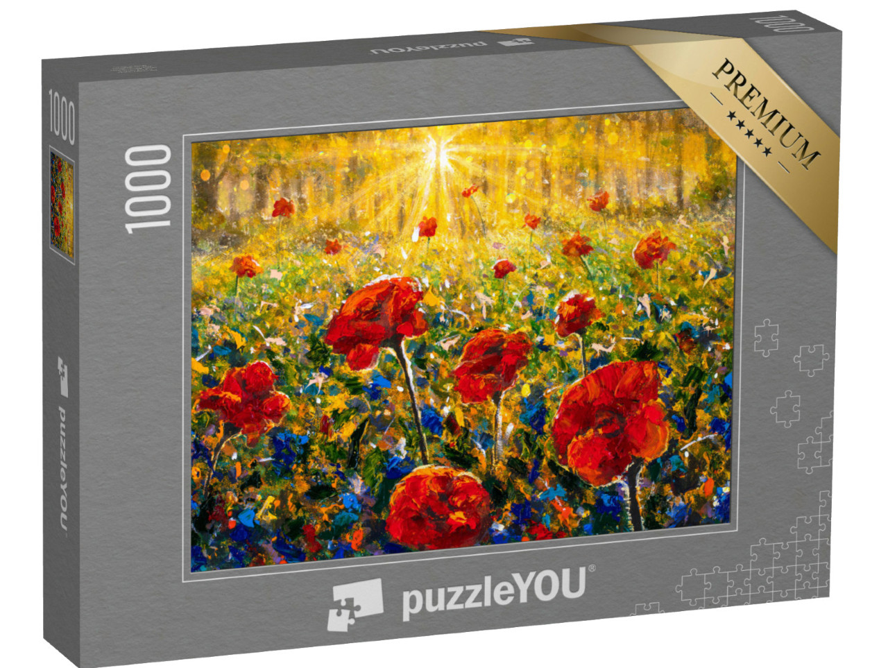 Puzzle 1000 Teile „Illustration: Rote Mohnblumen auf dem Feld“