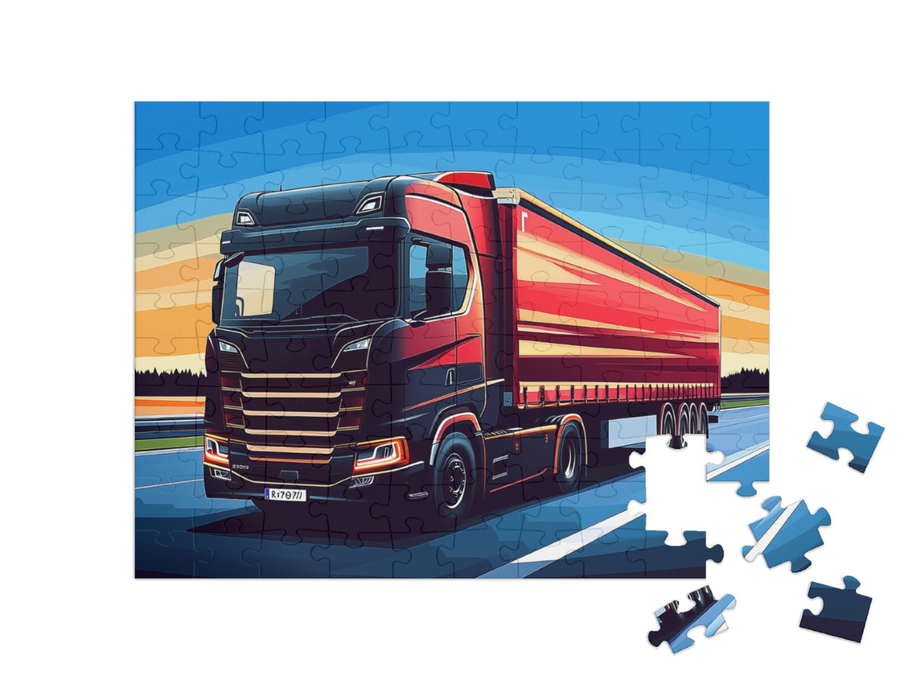 Puzzle 100 Teile „Brummis auf großer Tour“