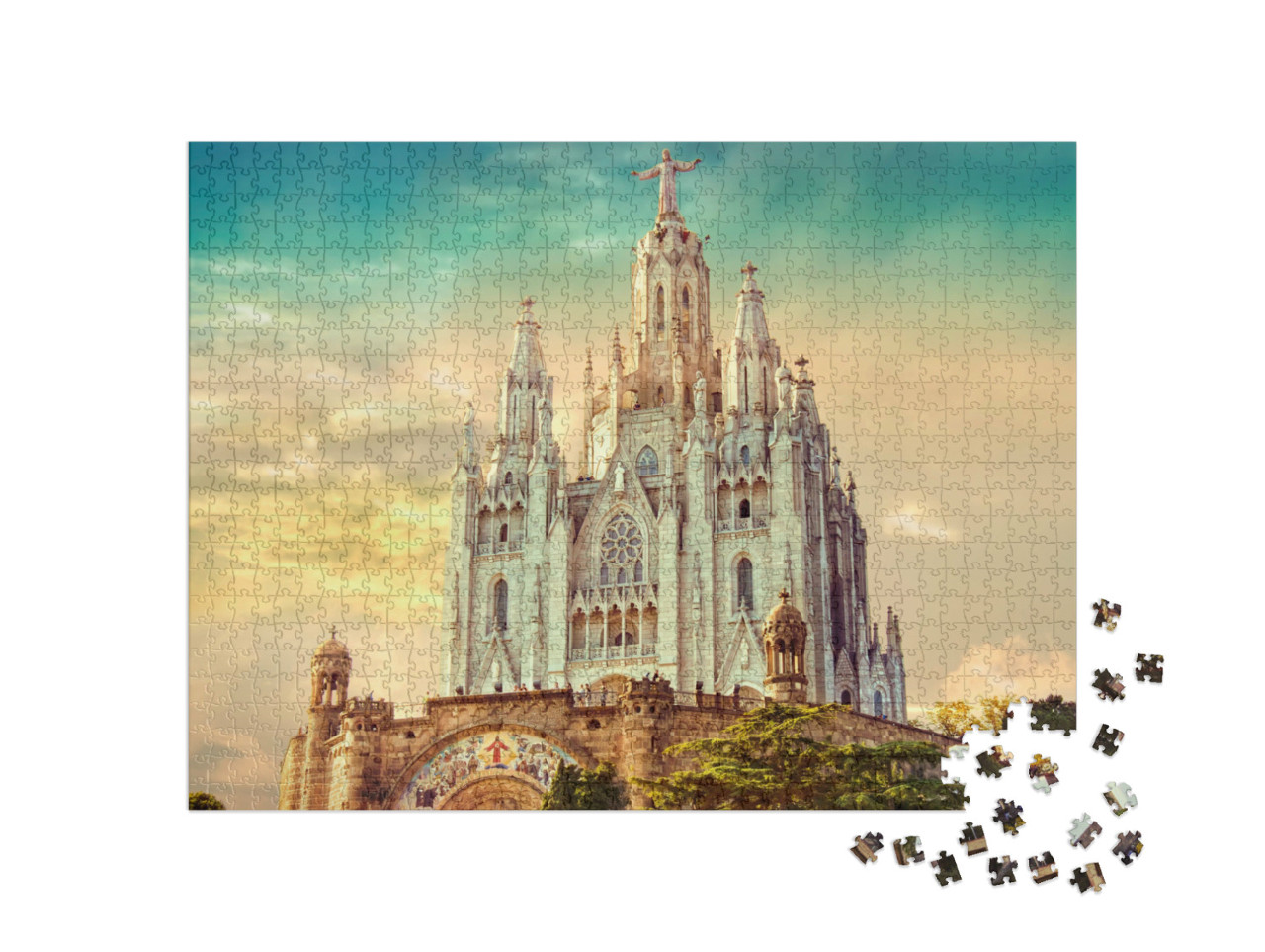 Puzzle 1000 Teile „Kirche des Heiligsten Herzens Jesu, Barcelona, Spanien“