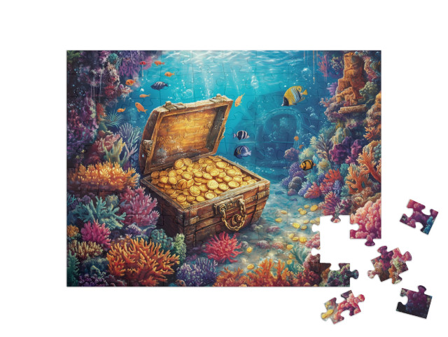 Puzzle 100 Teile „Die versteckte Goldtruhe“