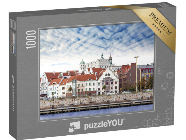 Puzzle 1000 Teile „Szczecin (Stettin) Stadt Altstadt, Blick auf den Fluss, Polen.“