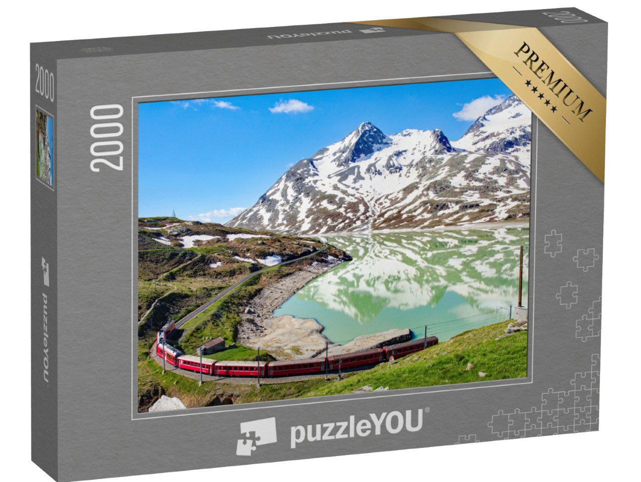 Puzzle 2000 Teile „Zug am wunderschönen Berninapass in der Schweiz“