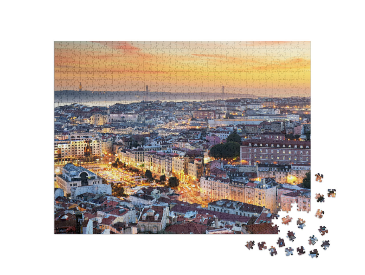Puzzle 1000 Teile „Lissabon im Sonnenuntergang“
