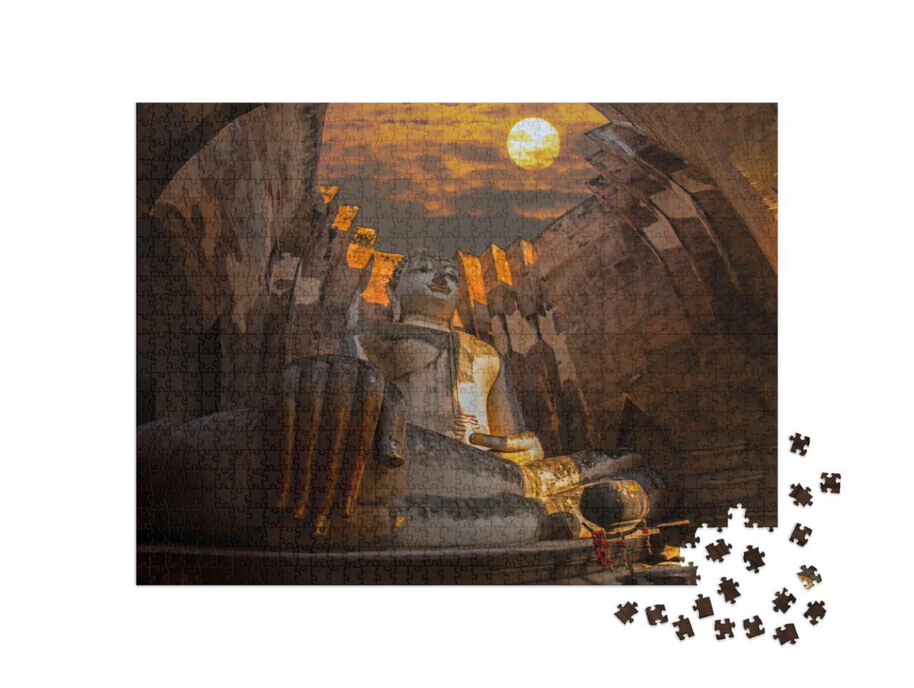 Puzzle 1000 Teile „Buddha-Statue, Wat Si Chum im Sukhothai Historical Park, Thailand“