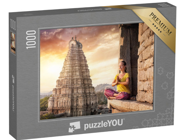 Puzzle 1000 Teile „Eine Frau am Virupaksha-Tempel in Hampi, Karnataka, Indien“