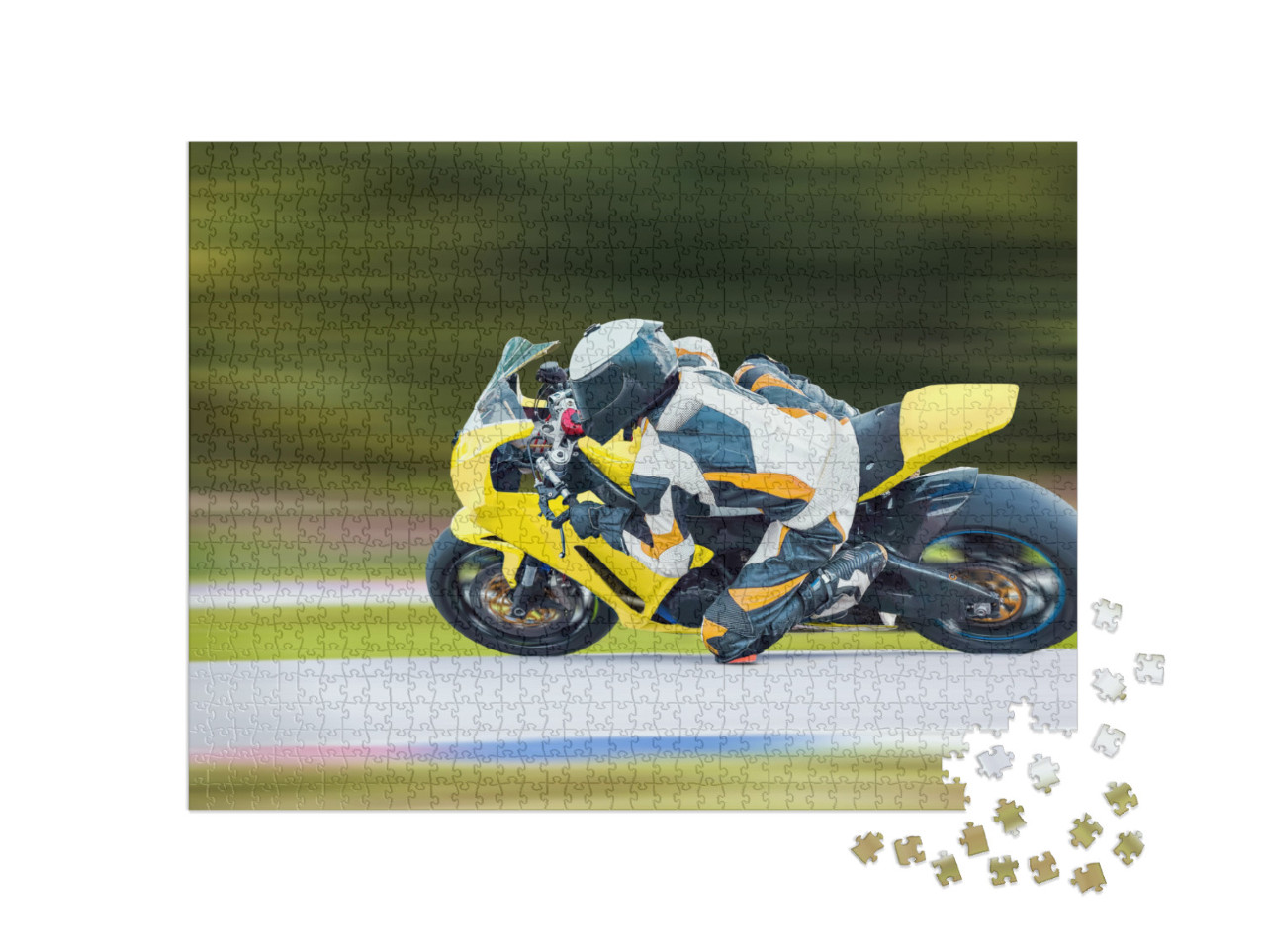 Puzzle 1000 Teile „Motorradfahrt durch eine schnelle Kurve“