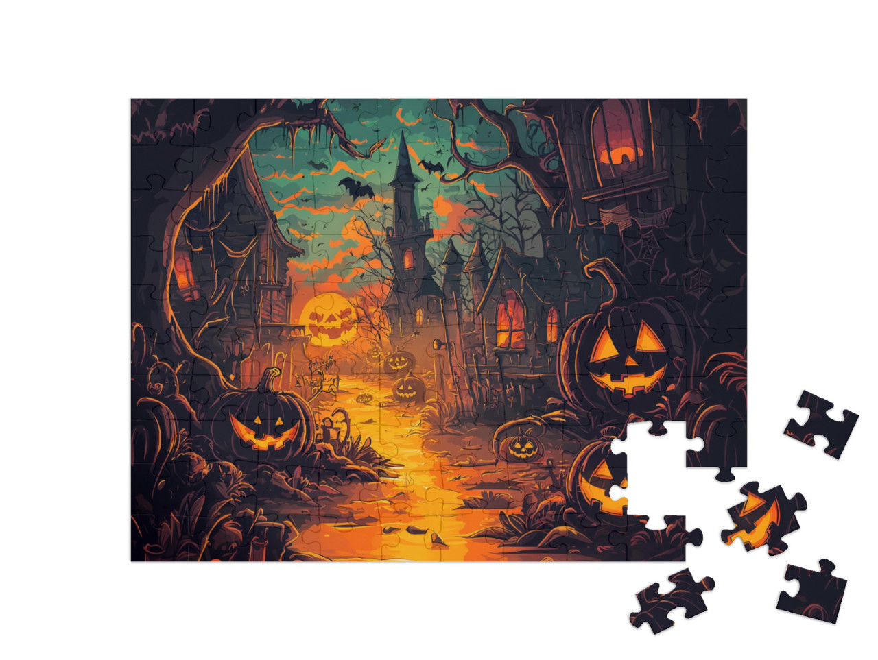 Puzzle 100 Teile „Unheimliche Begebenheiten im Spukwald“