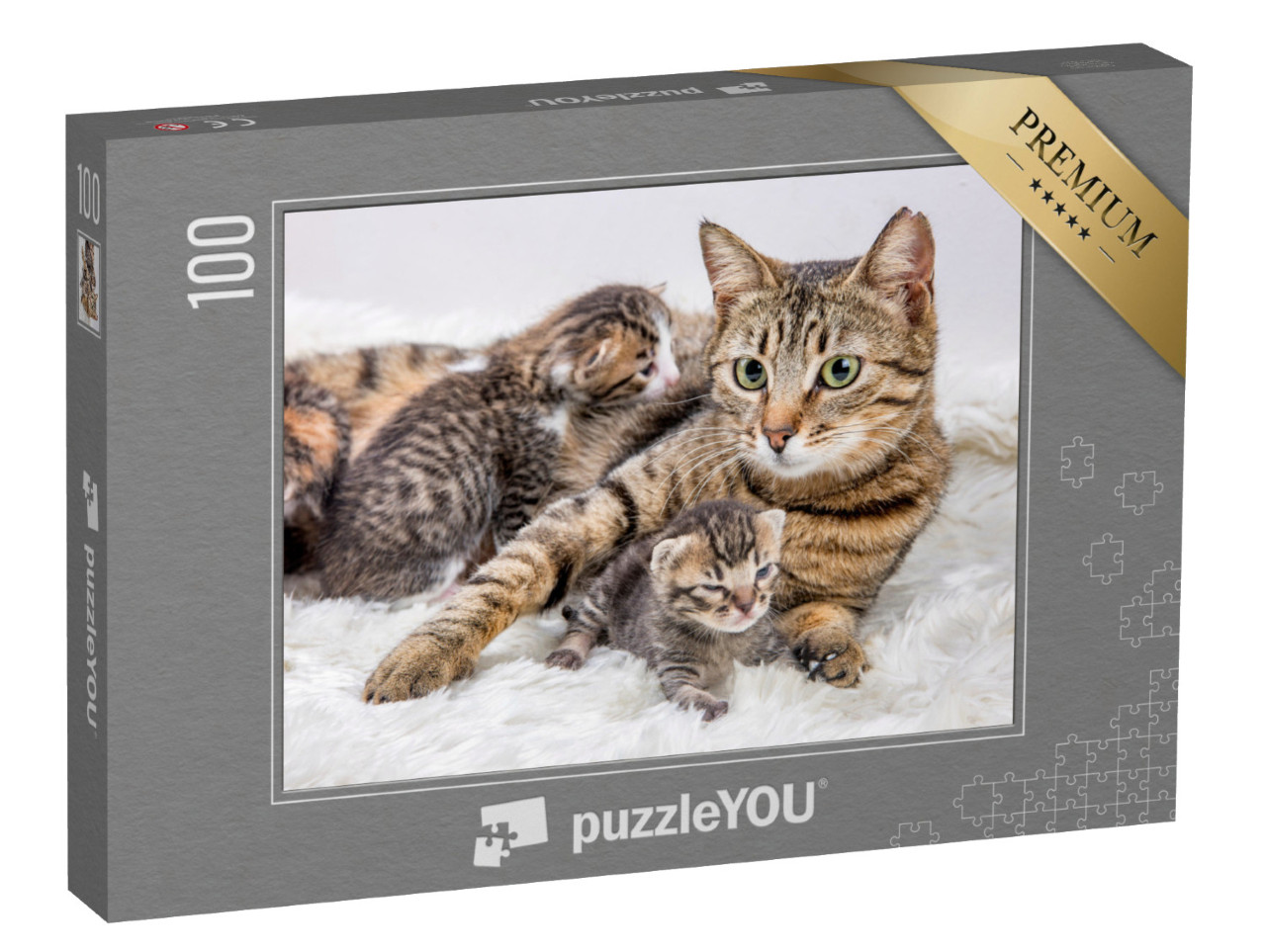 Puzzle 100 Teile „Katzenmutter und Katzenbaby, Kitten“