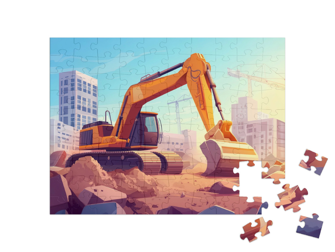 Puzzle 100 Teile „Sand, Schutt und Bagger“