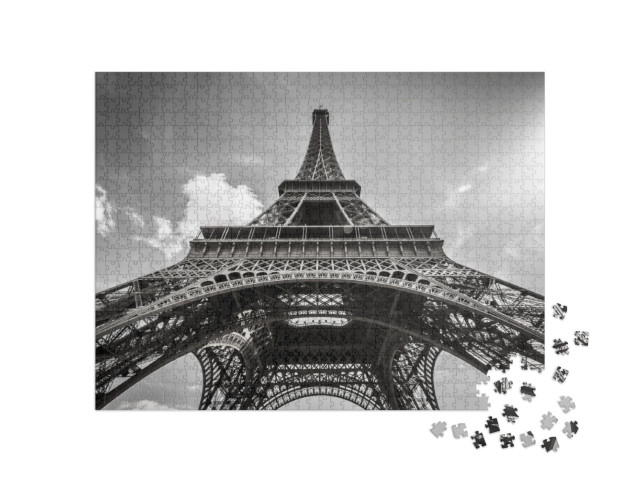Puzzle 1000 Teile „Eiffelturm Paris, schwarz-weiß“